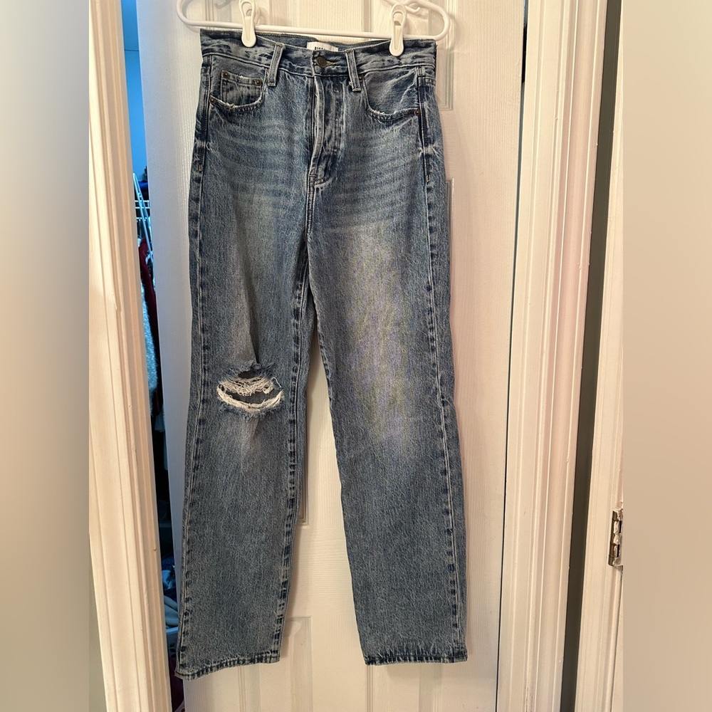 Pistola jeans - Cassie light wash super high rise distressed straight jeans 27